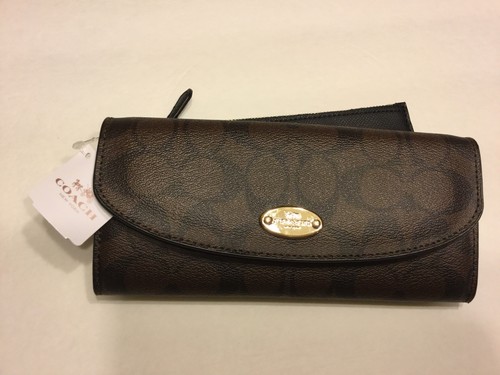 Coach F52601 SIGNATURE CANVAS POP SLIM ENVELOPE WALLET BROWN/BLACK Was$250 - Picture 10 of 10