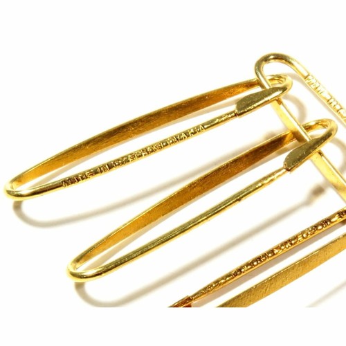 Lot (10) Vintage Deco Czech gold tone brooch pins jewelry making 30mm - Picture 3 of 3