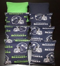CORNHOLE BEAN BAGS made w Seattle SEAHAWKS Fabric 8 ACA Reg Toss Game Bags