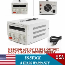 Portable DC Regulated Power Supply 32V 20Amp Precision Adjustable w/ Power Line