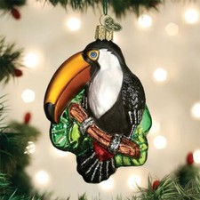 OLD WORLD CHRISTMAS TOUCAN LARGE BEAKED BIRD GLASS CHRISTMAS ORNAMENT 16129
