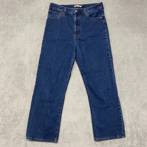 Levis Jeans Womens 32 Blue Ribcage Straight Ankle Button High Rise Denim