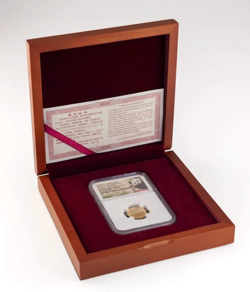 2015 China Gold 1/10 Oz. Panda Bao Smithsonian NGC PF70 Ultra Cameo - Image 3 of 4