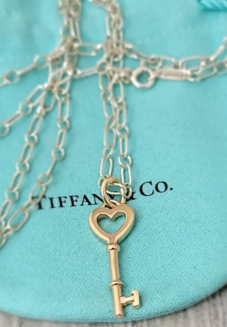 14KT Rose Gold Small Key Heart Pendant Chain Necklace – LSJ