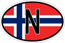 Sticker oval flag vinyl country code N norway