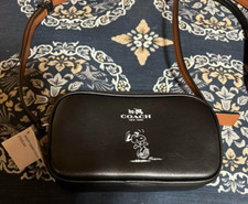 COACH New York  Peanuts Snoopy Shoulder Bag Black New w/Tag H3.5" W6.3" D1.6"