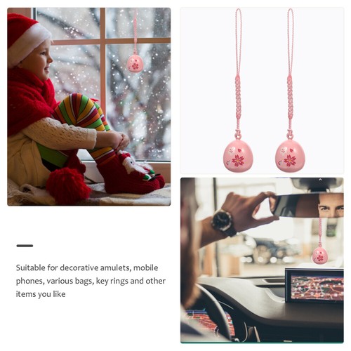 2 Pcs Cherry Blossom Bell Ornament Aesthetic Charms Pendant Strap - Zdjęcie 10 z 12