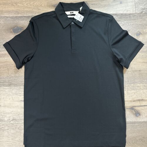 New W Tags Joseph Abboud Shirt Mens M Black Cotton Liquid Soft Short Sleeve Polo