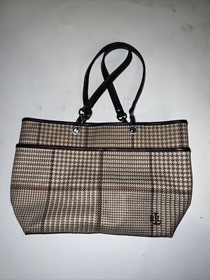 LAUREN Ralph Lauren チェックトート レザー切替 A4可 Ralph Lauren LRL Houndstooth Shoulder Bag Tote Handbag medium | eBay