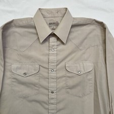 Vintage Sheplers Western Pearl Snap Shirt Men  s 15 1/2 - 34 Tan Long Sleeve