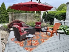 Outdoor Rugs Patio Rug 6x9 RV Camping Mats Orange grey Used Display