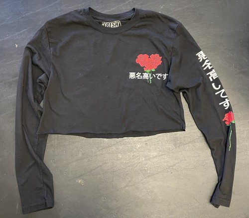 Fresh Laundry Long Sleeve Juniors Size Small Black Crop Top