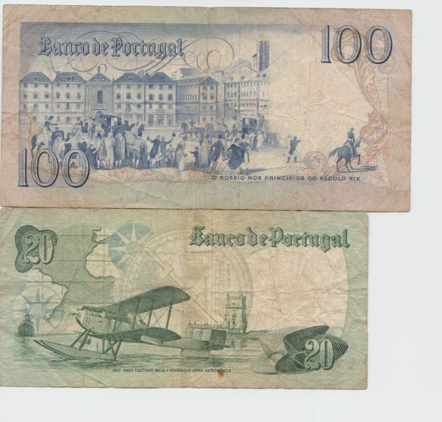 Banco De Portugal 100 and 20 Escudos 1978 - 1984 two Bank notes - Image 2 of 4