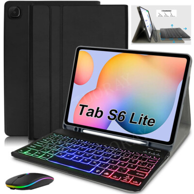 Für Samsung Galaxy Tab S6 Lite P610 P615 QWERTZ Beleuchtete Tastatur Hülle Maus