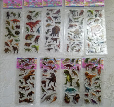 DINOSAUR STICKERS 9 SHEETS HIGHLY DETAILED, LIFELIKE, PUFFY STYLE 100 PARTY