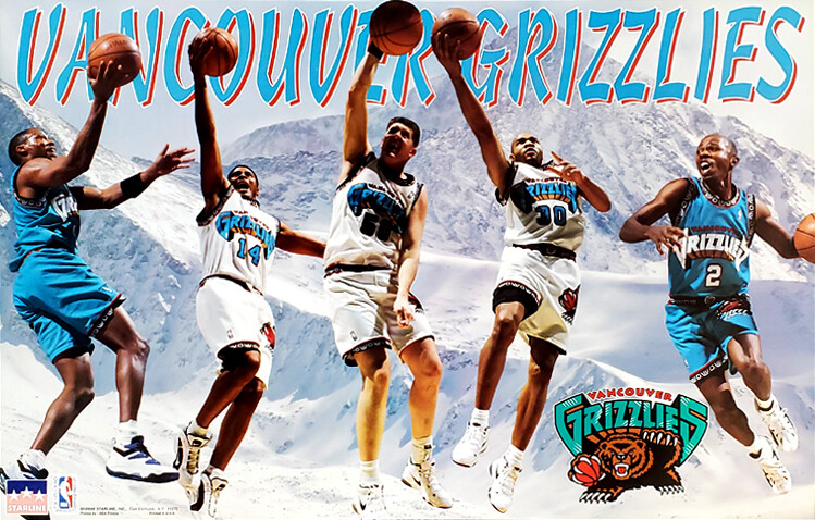 VANCOUVER GRIZZLIES 1996 NBA 22x34 Vintage POSTER - Shareef, Big