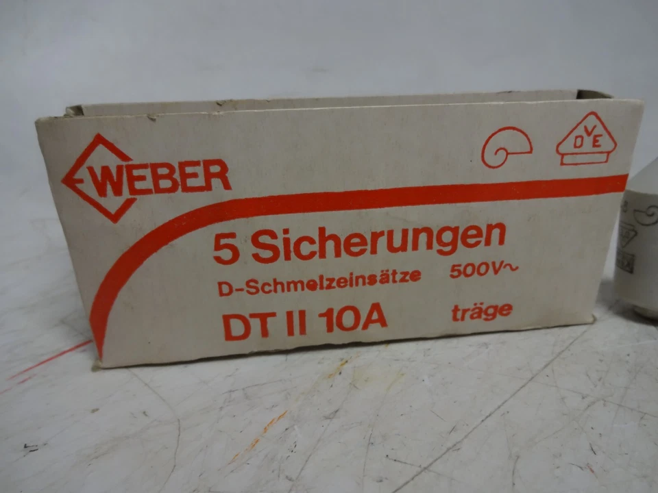 Box of 5 Weber Sichergungen DTII 10 A 10 Amp 10 A Bottle Fuse 10A DT11 10A - Image 2 of 4