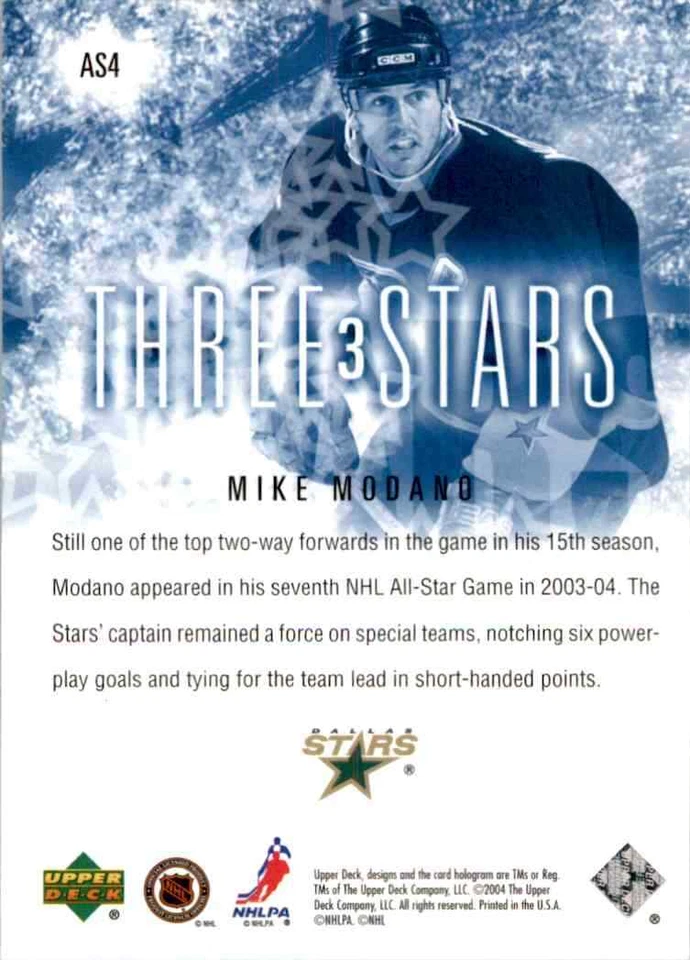 2004-05 Upper Deck Three Stars Mike Modano #AS4 - Image 2 of 2