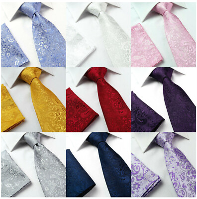 Männer Jacquard Paisley gewebt Blumen Paket Hochzeit Krawatte Taschentuch ODER Set ideales Geschenk