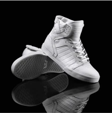 Supra Skytop Men's white Lychee Texture Leather High Top Shoes Boots Sneaker