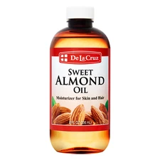 De La Cruz Sweet Almond Oil, Expeller-Pressed, JUMBO, bottled in USA  8 FL OZ