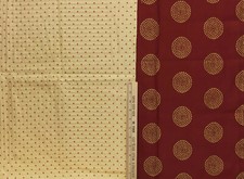 Fabric Circles Gold on Burgundy 14 x 118 Red Dots Yellow Check 27 x 105 Lot of 2