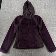 Eddie Bauer Solid Purple Fuzzy Fleece Full Zip Hooded Jacket S