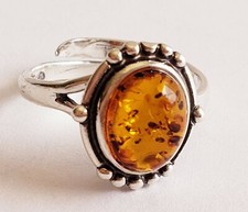 BALTIC AMBER 100 925 STERLING SILVER RING GORGEOUS NATURAL Amber 2.4gr SZ 5