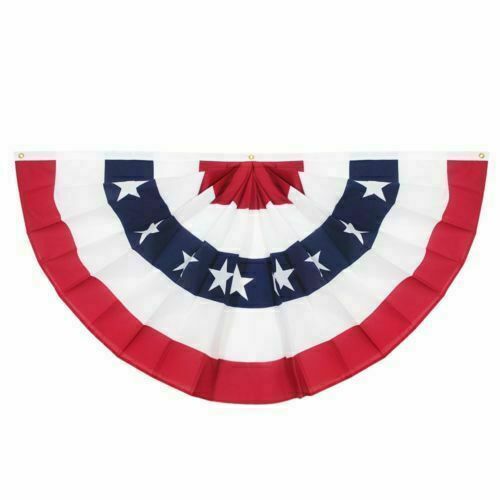 USA Pleated Fan Flag United States 1.5x3 Ft 18x36 Half Fan Banner Bunting Flags - Picture 1 of 2