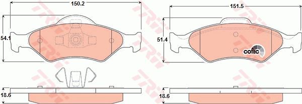 Plaquettes de frein Ford Fiesta IV avec garniture anti-bruit et faible poussière