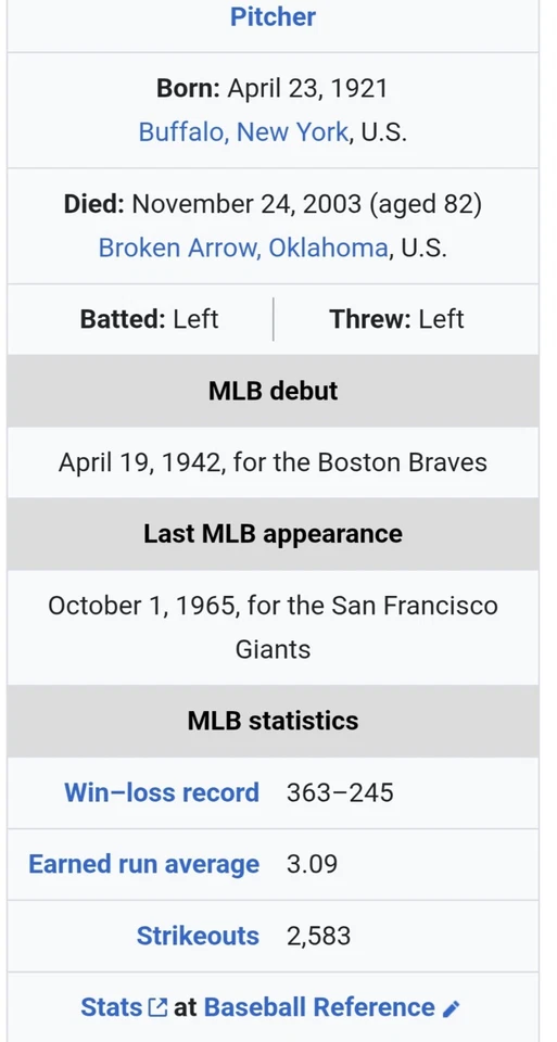 WARREN SPAHN (HOF) signed autographed  baseball ball - authentic - Image 2 of 3