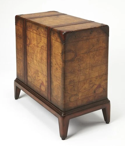 Heritage End Table With Laminated Map Surface - Picture 4 of 5