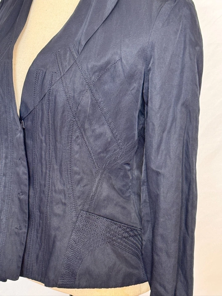 Chaqueta Blazer Elie Tahari Azul Marino Ajustada Para Mujer Talla S Cosida Contorno Foto 4 de 4