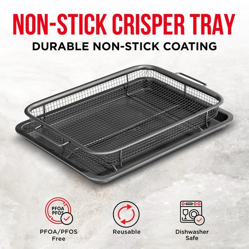 Bakken Swiss Air Fryer Tray, 2 in 1 Nonstick Crisper Air Fry Basket w/Elevate... - Picture 2 of 8