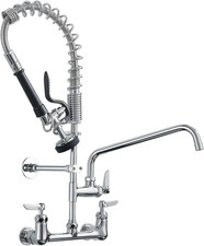 Commercial Kitchen Faucet,Wall Mount Kitchen Sink Faucet with Pre-Rinse Pull dow