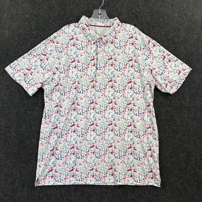 Maelreg Performance Polo Shirt Men's XL White Paint Splatter Golf Performance