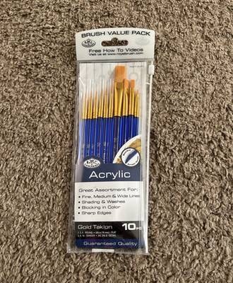 Royal & Langnickel 10pc Gold Taklon Acrylic Brush Set Assorted RSET-SVP1