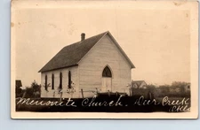 RPPC Real Photo Postcard Deer Creek Oklahoma Menonite Church Posted 1912