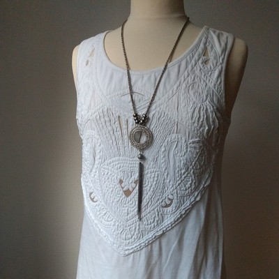 Zero - edles Sommer Shirt Top Longtop - Gr. 36  Weiß - elegant - lang -