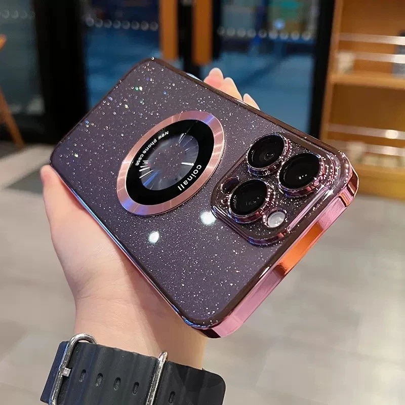 Funda de teléfono con lupa magnética brillante galvanoplastia Foto 3 de 4