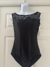 Women  s Black Lace Keyhole Leotard xL double Platinum Performancewear