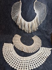 Antique Hand Crocheted Lace Collars   Victorian / Edwardian Bertha Style Lot-3