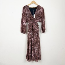 Anthropologie Ranna Gill Animal Print Cut Out Midi Dress Size Small