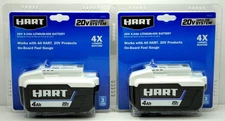 Hart HPB03 20-Volt Lithium-Ion 4.0Ah Batteries (Set of 2) NEW SEALED