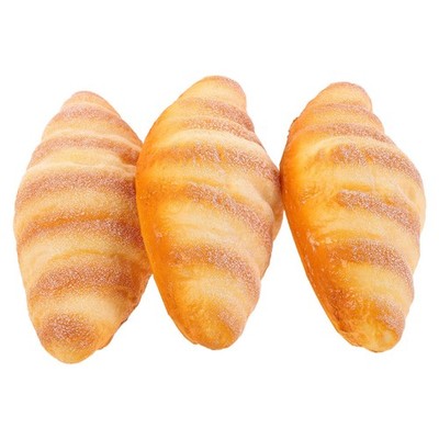 Artificial Bread Loaf Set 3 Orange PU Faux Food Decor for Bakery Display