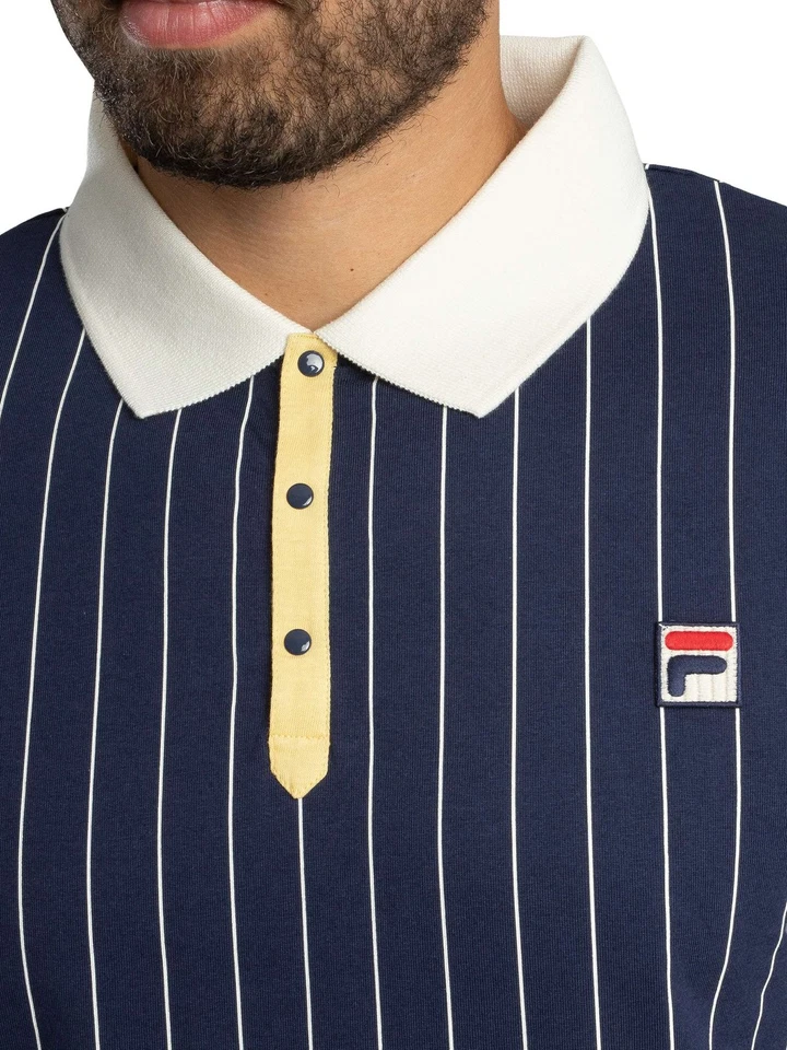 Fila de los hombres Polo clásico de rayas vintage BB1, Azul - Imagen 4 de 4