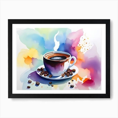 Kaffee Gemälde 3 Kunstdruck gerahmt Wandbild Poster Leinwanddruck Bild