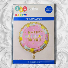 321 Party Round Foil Balloon 17 in Happy Birthday To You Helium