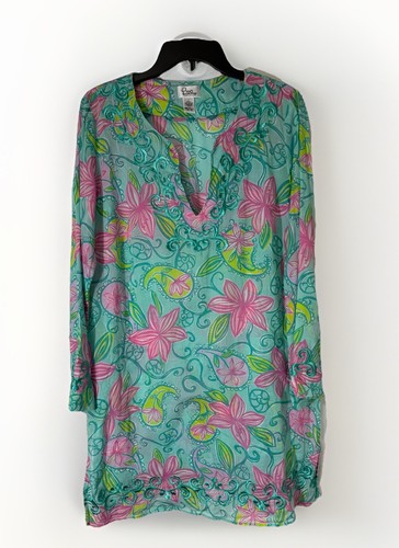 Vintage Lilly Pulitzer Damen einzigartige Blumen Faul Paisley Baumwolle Strand Abdeckung Gr. L - Bild 1 von 10