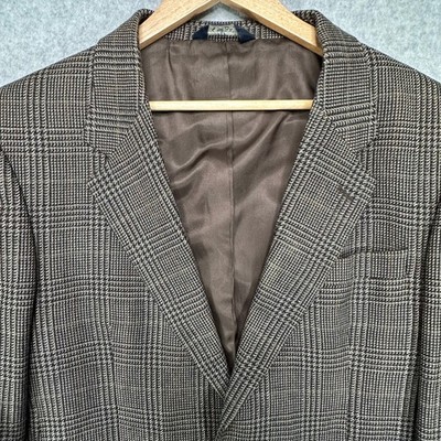 JOS A BANK Executive Collection Mens 42 Long Brown Plaid Wool Blazer Jacket